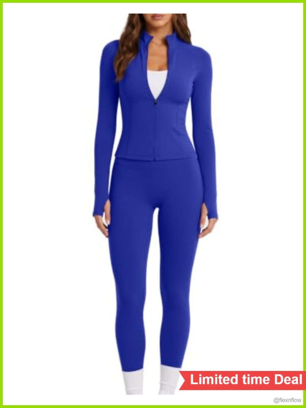Women 2 Piece Workout Set Zip Up Jacket High Waist Leggings